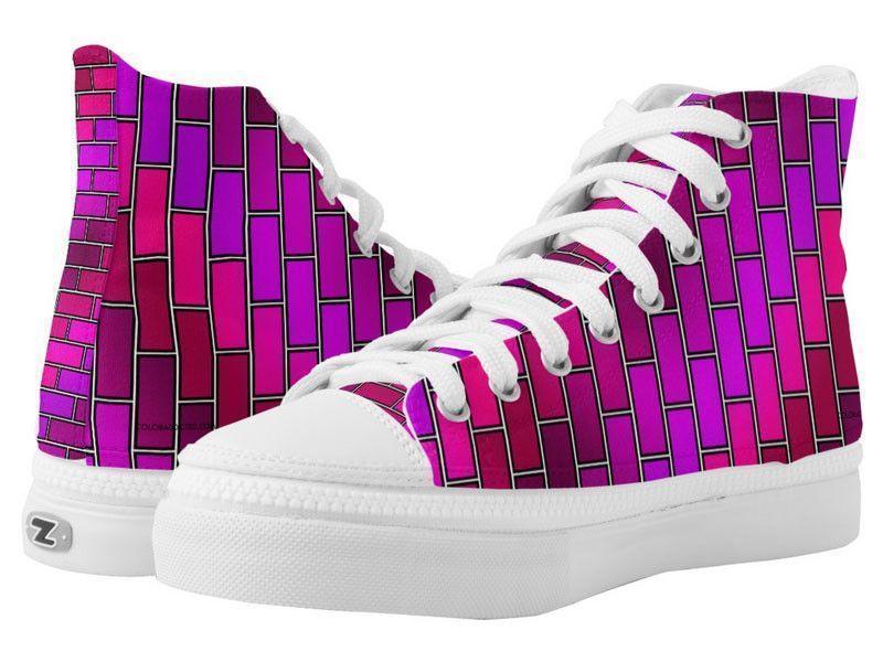 ZipZ High-Top Sneakers-BRICK WALL #2 ZipZ High-Top Sneakers-Purples &amp; Fuchsias &amp; Violets &amp; Magentas-from COLORADDICTED.COM-