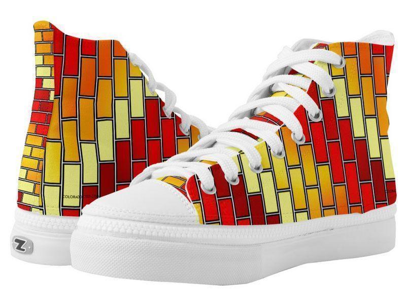 ZipZ High-Top Sneakers-BRICK WALL #2 ZipZ High-Top Sneakers-Reds &amp; Oranges &amp; Yellows-from COLORADDICTED.COM-