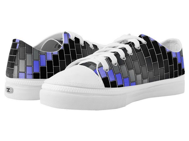 ZipZ Low-Top Sneakers-BRICK WALL #2 ZipZ Low-Top Sneakers-Black &amp; Grays &amp; Light Blues-from COLORADDICTED.COM-