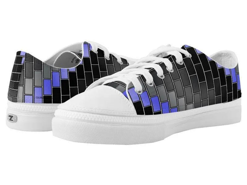 ZipZ Low-Top Sneakers-BRICK WALL #2 ZipZ Low-Top Sneakers-Black &amp; Grays &amp; Light Blues-from COLORADDICTED.COM-