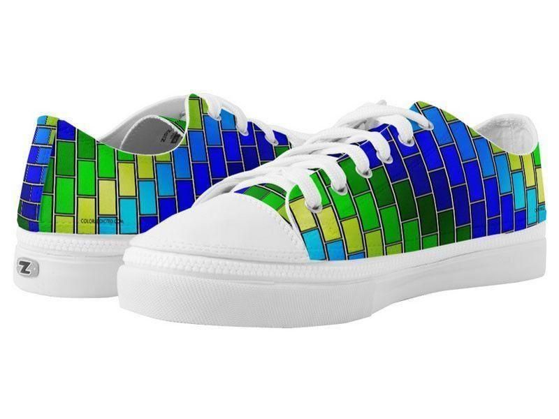 ZipZ Low-Top Sneakers-BRICK WALL #2 ZipZ Low-Top Sneakers-Blues &amp; Greens-from COLORADDICTED.COM-