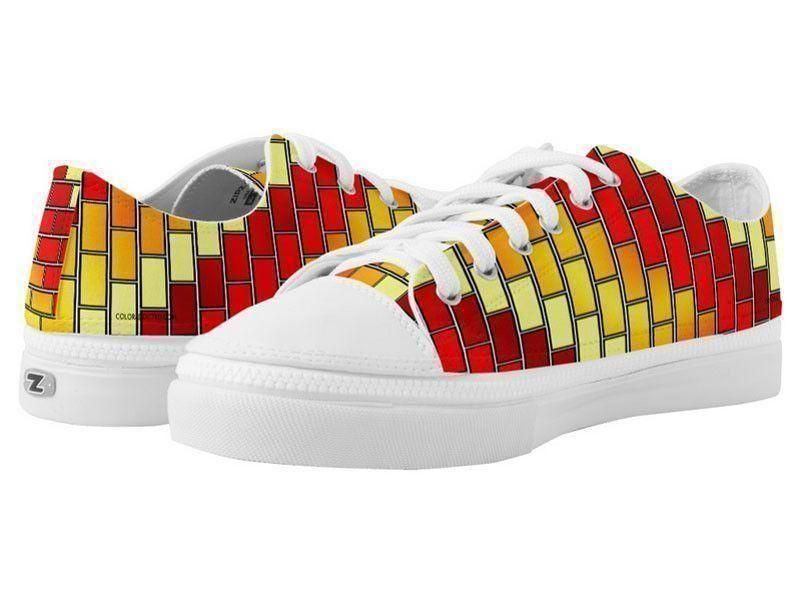 ZipZ Low-Top Sneakers-BRICK WALL #2 ZipZ Low-Top Sneakers-Reds &amp; Oranges &amp; Yellows-from COLORADDICTED.COM-