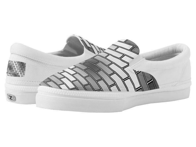 ZipZ Slip-On Sneakers-BRICK WALL #2 ZipZ Slip-On Sneakers-Grays &amp; White-from COLORADDICTED.COM-