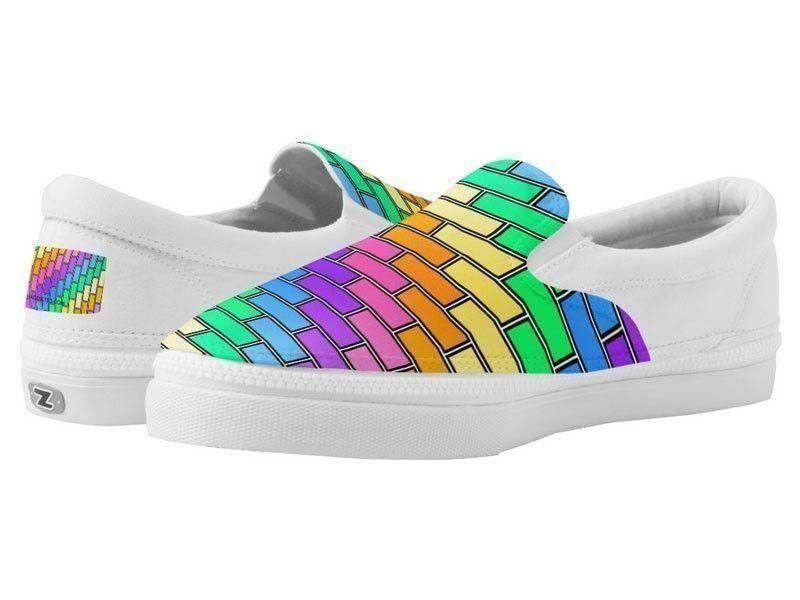 ZipZ Slip-On Sneakers-BRICK WALL #2 ZipZ Slip-On Sneakers-Multicolor Light-from COLORADDICTED.COM-