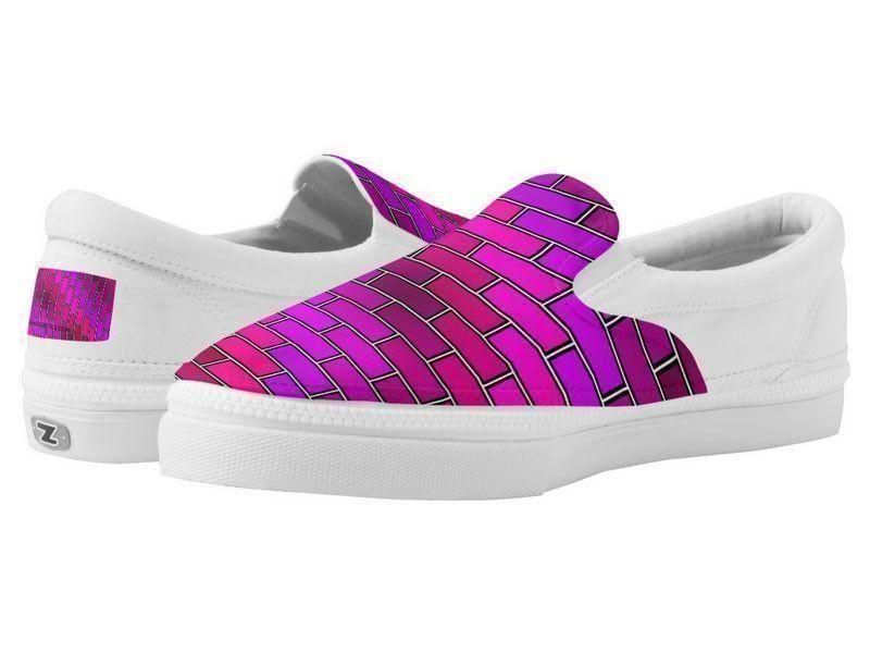 ZipZ Slip-On Sneakers-BRICK WALL #2 ZipZ Slip-On Sneakers-Purples &amp; Fuchsias &amp; Violets &amp; Magentas-from COLORADDICTED.COM-