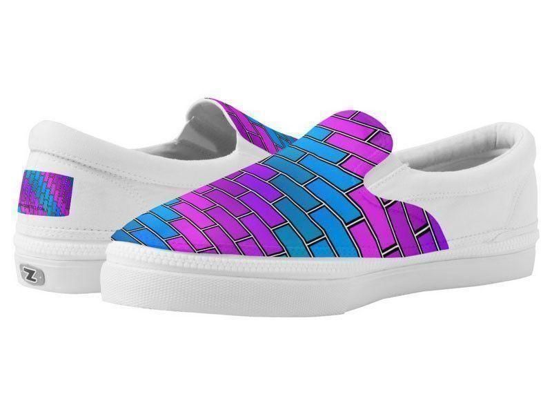 ZipZ Slip-On Sneakers-BRICK WALL #2 ZipZ Slip-On Sneakers-Purples & Violets & Fuchsias & Turquoises-from COLORADDICTED.COM-