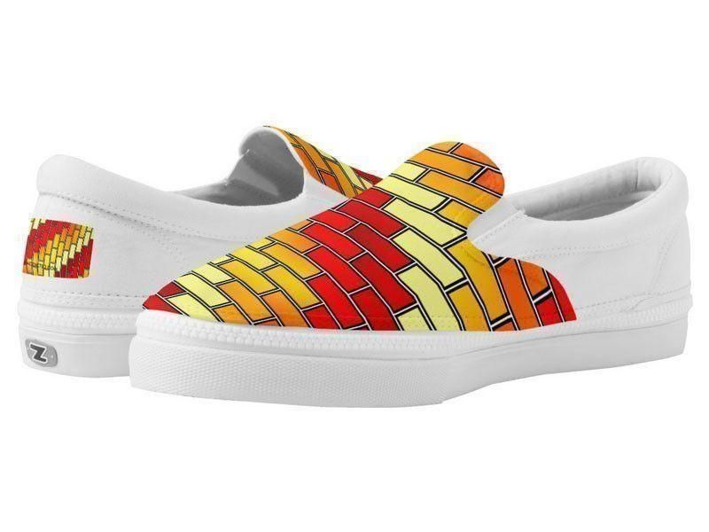 ZipZ Slip-On Sneakers-BRICK WALL #2 ZipZ Slip-On Sneakers-Reds &amp; Oranges &amp; Yellows-from COLORADDICTED.COM-