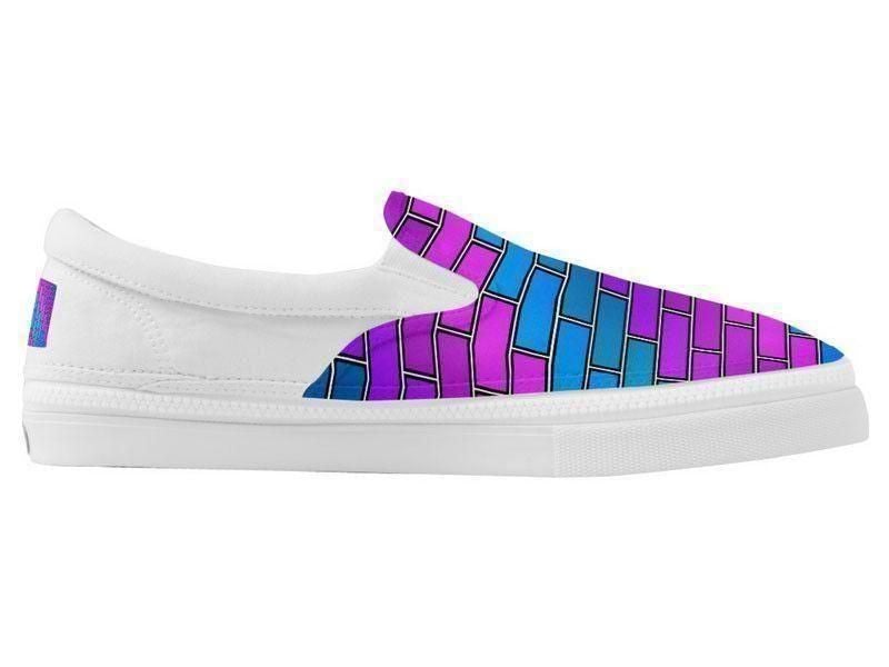 ZipZ Slip-On Sneakers-BRICK WALL #2 ZipZ Slip-On Sneakers-Purples & Violets & Fuchsias & Turquoises-from COLORADDICTED.COM-