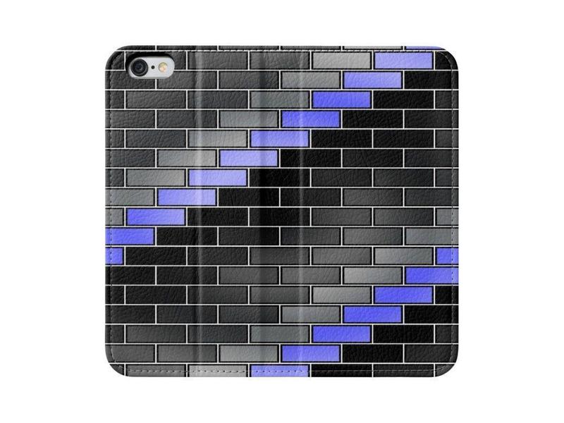 iPhone Wallets-BRICK WALL #2 iPhone Wallets-Black &amp; Grays &amp; Light Blues-from COLORADDICTED.COM-