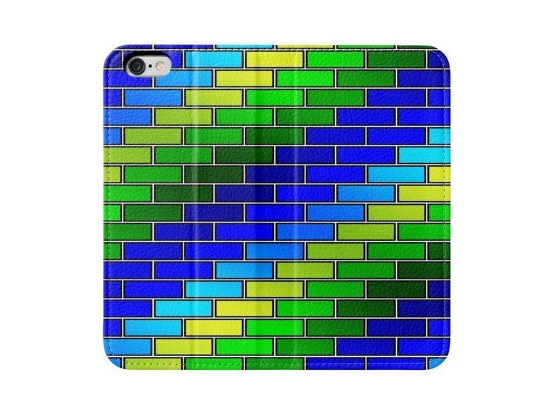 iPhone Wallets-BRICK WALL #2 iPhone Wallets-Blues &amp; Greens-from COLORADDICTED.COM-