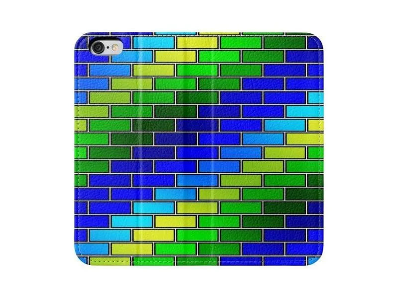 iPhone Wallets-BRICK WALL #2 iPhone Wallets-Blues & Greens-from COLORADDICTED.COM-