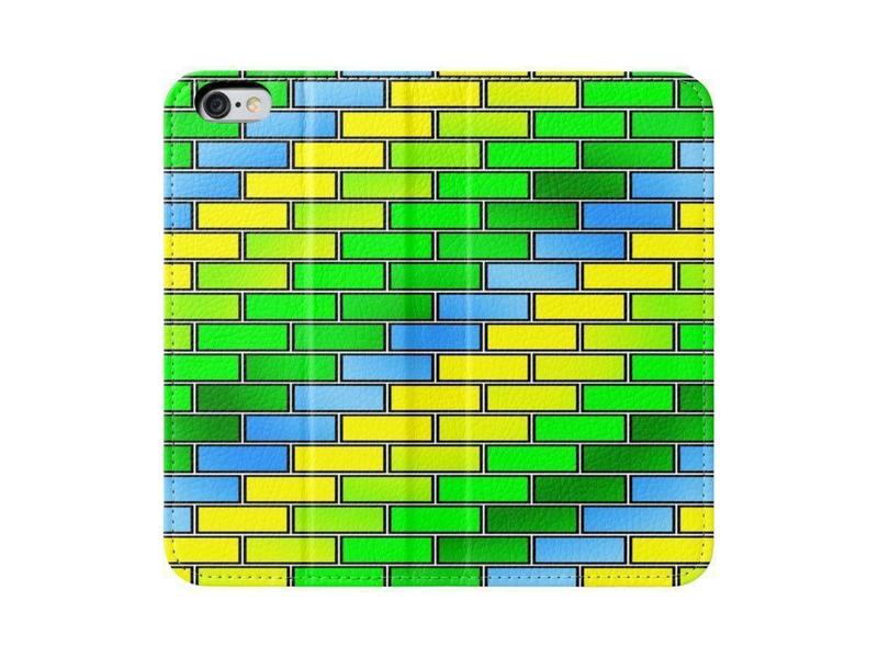 iPhone Wallets-BRICK WALL #2 iPhone Wallets-Greens &amp; Yellows &amp; Light Blues-from COLORADDICTED.COM-
