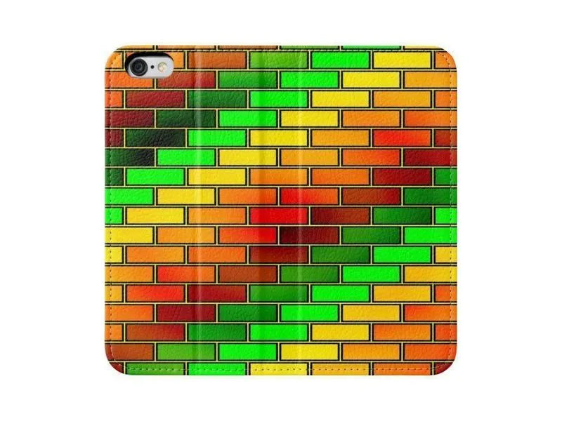 iPhone Wallets-BRICK WALL #2 iPhone Wallets-Reds & Oranges & Yellows & Greens-from COLORADDICTED.COM-