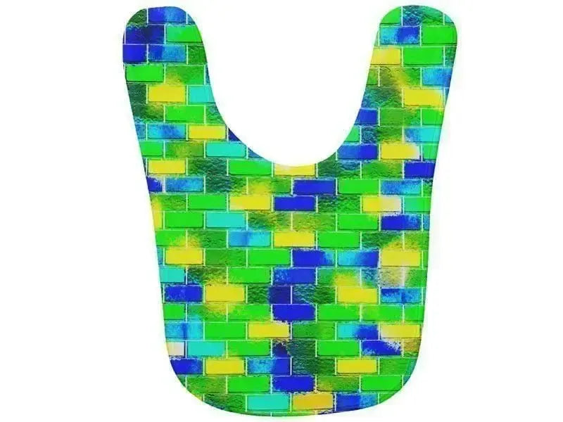 Baby Bibs-BRICK WALL SMUDGED Baby Bibs-Blues, Greens & Yellows-from COLORADDICTED.COM-