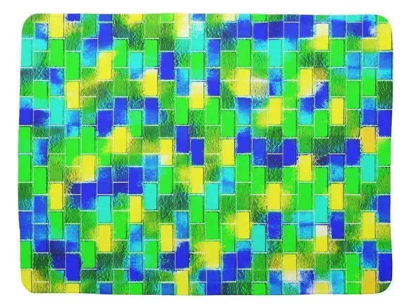 Baby Blankets-BRICK WALL SMUDGED Baby Blankets-Blues, Greens & Yellows-from COLORADDICTED.COM-