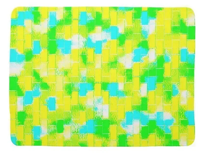 Baby Blankets-BRICK WALL SMUDGED Baby Blankets-Greens, Yellows & Light Blues-from COLORADDICTED.COM-
