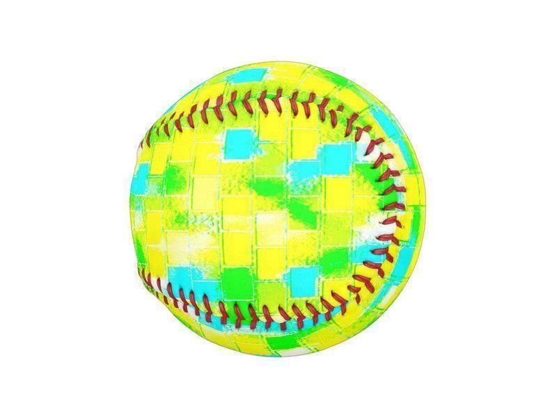 Baseballs-BRICK WALL SMUDGED Baseballs-Greens &amp; Yellows &amp; Light Blues-from COLORADDICTED.COM-
