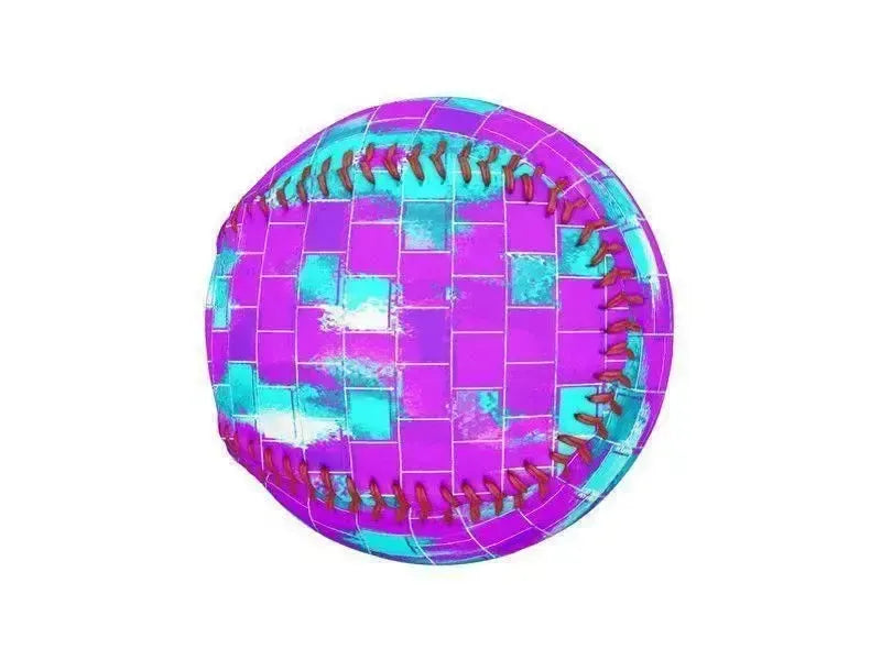 Baseballs-BRICK WALL SMUDGED Baseballs-Purples & Violets & Turquoises-from COLORADDICTED.COM-