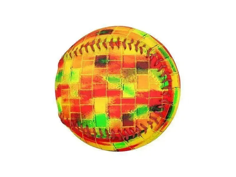 Baseballs-BRICK WALL SMUDGED Baseballs-Reds & Oranges & Yellows & Greens-from COLORADDICTED.COM-