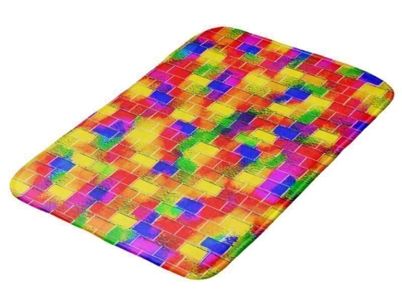 Bath Mats-BRICK WALL SMUDGED Bath Mats-Multicolor Bright-from COLORADDICTED.COM-