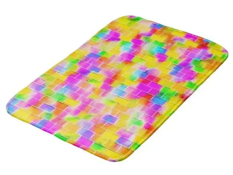 Bath Mats-BRICK WALL SMUDGED Bath Mats-Multicolor Light-from COLORADDICTED.COM-