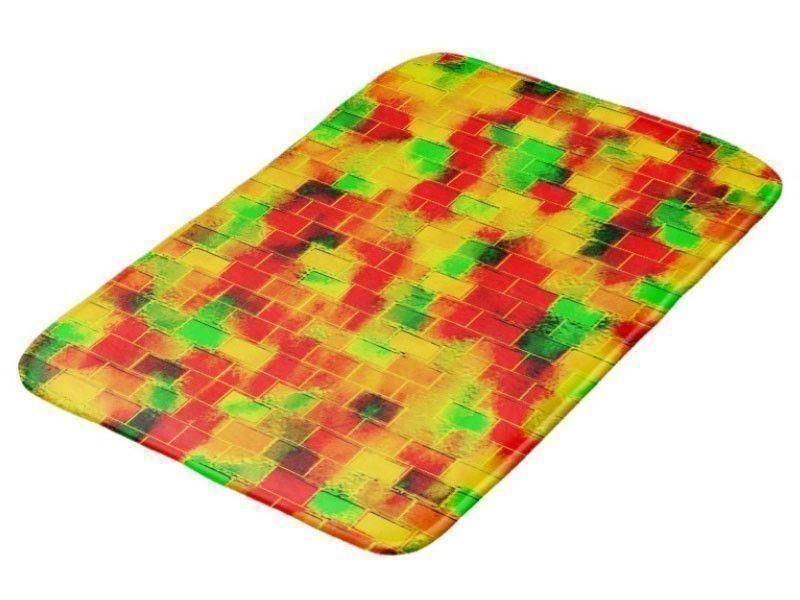 Bath Mats-BRICK WALL SMUDGED Bath Mats-Reds, Oranges, Yellows &amp; Greens-from COLORADDICTED.COM-