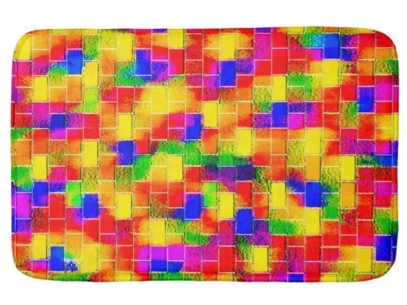 Bath Mats-BRICK WALL SMUDGED Bath Mats-Multicolor Bright-from COLORADDICTED.COM-