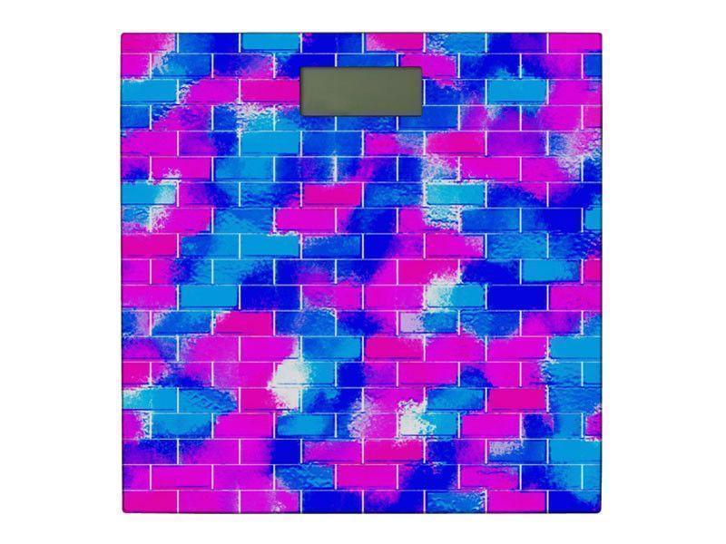 Bathroom Scales-BRICK WALL SMUDGED Bathroom Scales-Blues &amp; Fuchsias-from COLORADDICTED.COM-