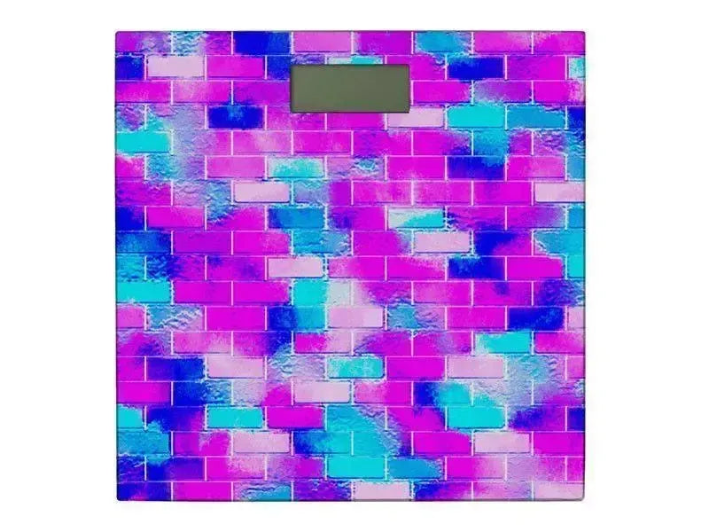 Bathroom Scales-BRICK WALL SMUDGED Bathroom Scales-Blues, Purples, Fuchsias & Pinks-from COLORADDICTED.COM-