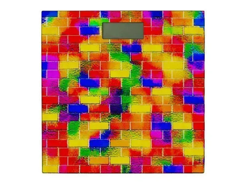 Bathroom Scales-BRICK WALL SMUDGED Bathroom Scales-Multicolor Bright-from COLORADDICTED.COM-