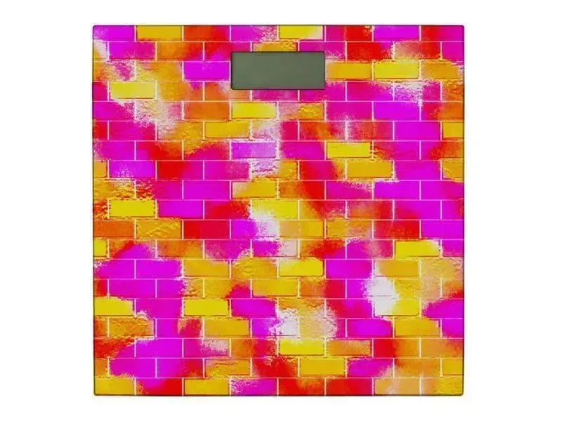 Bathroom Scales-BRICK WALL SMUDGED Bathroom Scales-Reds, Oranges, Yellows & Fuchsias-from COLORADDICTED.COM-