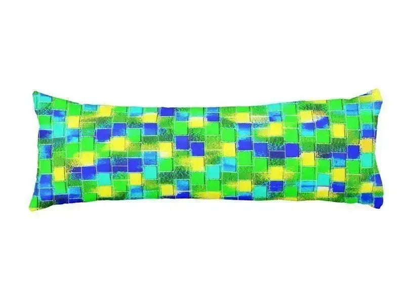 Body Pillows - Dakimakuras-BRICK WALL SMUDGED Body Pillows - Dakimakuras-Blues & Greens & Yellows-from COLORADDICTED.COM-