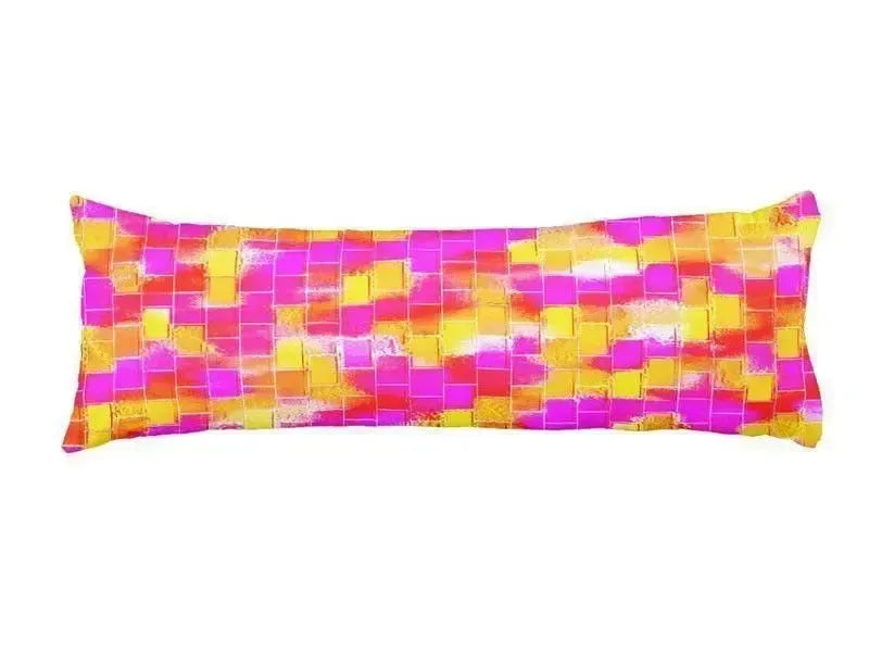 Body Pillows - Dakimakuras-BRICK WALL SMUDGED Body Pillows - Dakimakuras-Reds & Oranges & Yellows & Fuchsias-from COLORADDICTED.COM-
