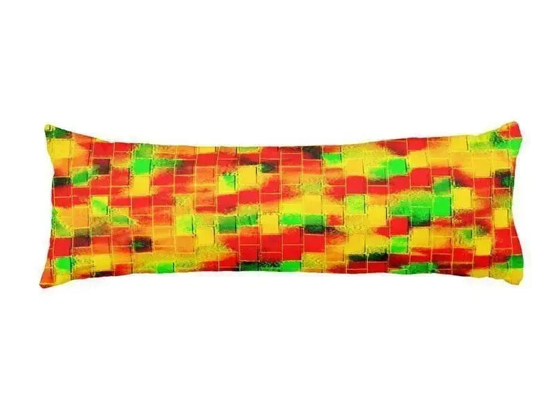 Body Pillows - Dakimakuras-BRICK WALL SMUDGED Body Pillows - Dakimakuras-Reds & Oranges & Yellows & Greens-from COLORADDICTED.COM-