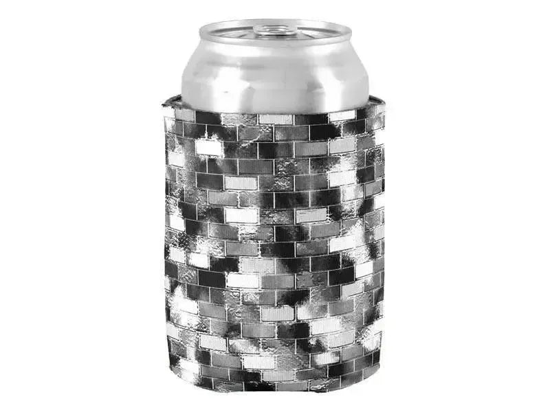 Can Cooler Sleeves – Can Koozies-BRICK WALL SMUDGED Bottle & Can Cooler Sleeves – Bottle & Can Koozies-Black & Grays & White-from COLORADDICTED.COM-