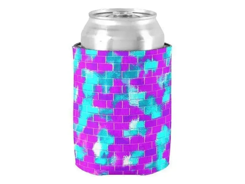 Can Cooler Sleeves – Can Koozies-BRICK WALL SMUDGED Bottle & Can Cooler Sleeves – Bottle & Can Koozies-Purples & Violets & Turquoises-from COLORADDICTED.COM-