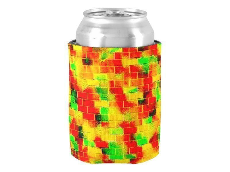 Can Cooler Sleeves – Can Koozies-BRICK WALL SMUDGED Bottle &amp; Can Cooler Sleeves – Bottle &amp; Can Koozies-Reds &amp; Oranges &amp; Yellows &amp; Greens-from COLORADDICTED.COM-