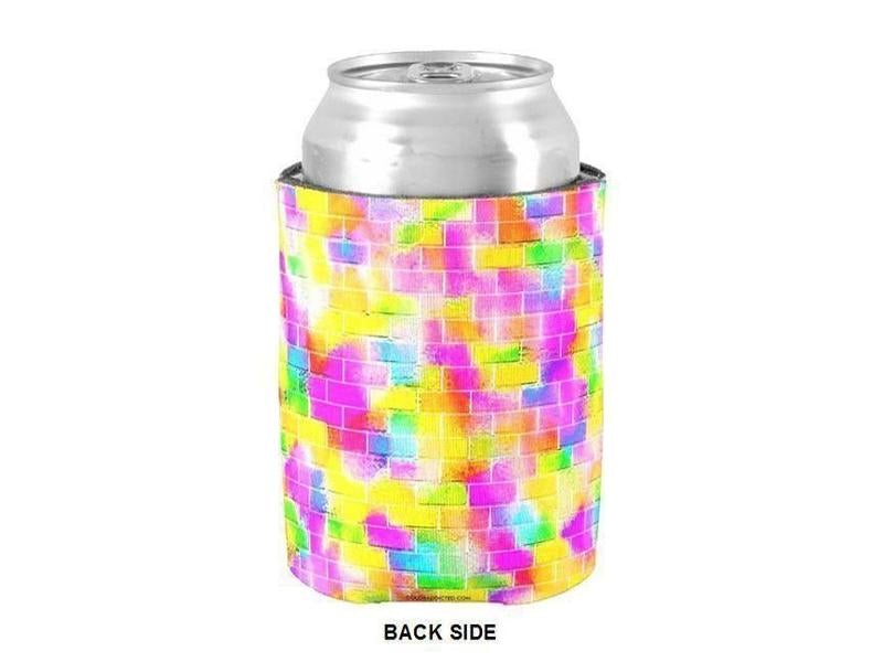 Can Cooler Sleeves – Can Koozies-BRICK WALL SMUDGED Bottle & Can Cooler Sleeves – Bottle & Can Koozies-Multicolor Light-from COLORADDICTED.COM-