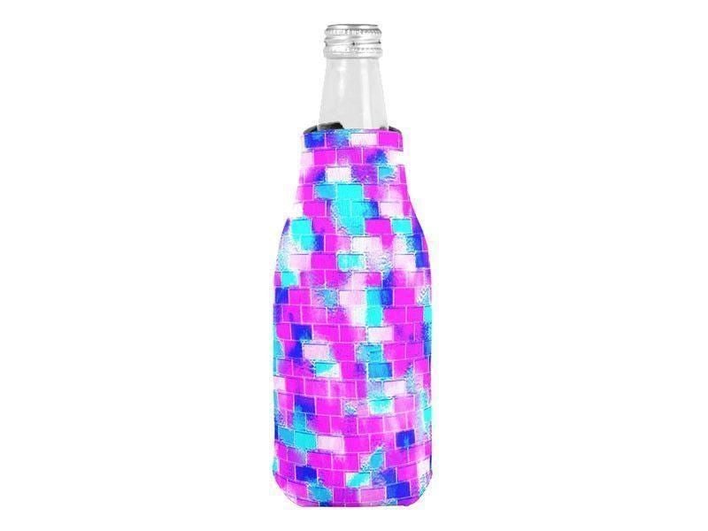 Bottle Cooler Sleeves – Bottle Koozies-BRICK WALL SMUDGED Bottle Cooler Sleeves – Bottle Koozies-Blues &amp; Purples &amp; Fuchsias &amp; Pinks-from COLORADDICTED.COM-
