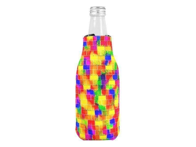 Bottle Cooler Sleeves – Bottle Koozies-BRICK WALL SMUDGED Bottle Cooler Sleeves – Bottle Koozies-Multicolor Bright-from COLORADDICTED.COM-