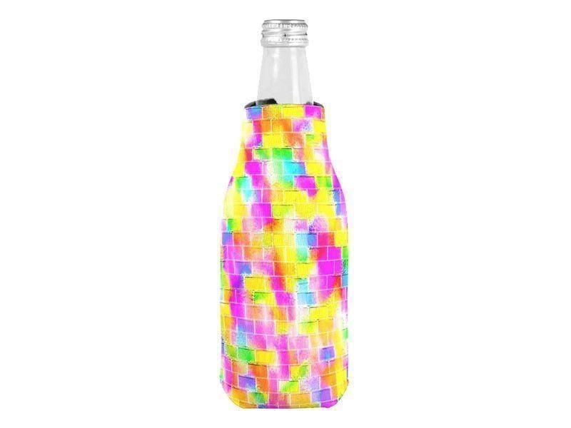 Bottle Cooler Sleeves – Bottle Koozies-BRICK WALL SMUDGED Bottle Cooler Sleeves – Bottle Koozies-Multicolor Light-from COLORADDICTED.COM-
