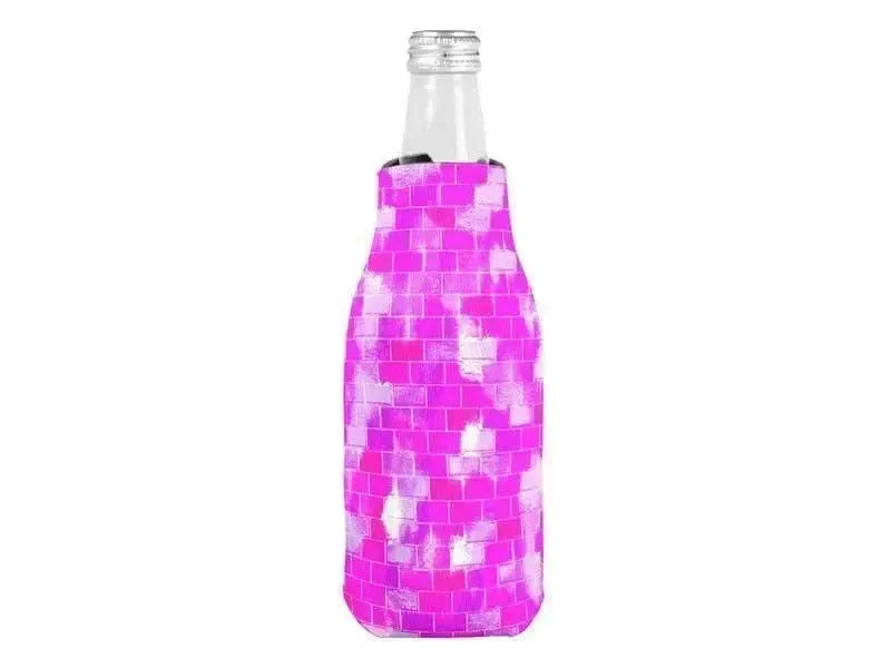 Bottle Cooler Sleeves – Bottle Koozies-BRICK WALL SMUDGED Bottle Cooler Sleeves – Bottle Koozies-Purples & Violets & Fuchsias-from COLORADDICTED.COM-