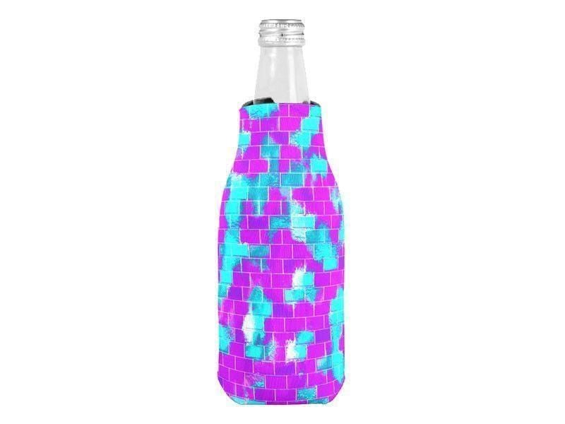 Bottle Cooler Sleeves – Bottle Koozies-BRICK WALL SMUDGED Bottle Cooler Sleeves – Bottle Koozies-Purples &amp; Violets &amp; Turquoises-from COLORADDICTED.COM-
