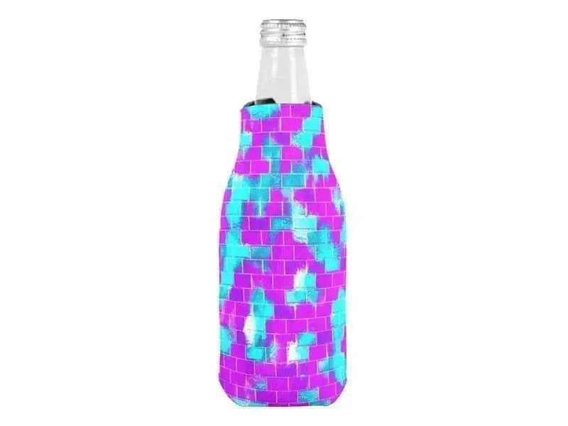 Bottle Cooler Sleeves – Bottle Koozies-BRICK WALL SMUDGED Bottle Cooler Sleeves – Bottle Koozies-Purples & Violets & Turquoises-from COLORADDICTED.COM-