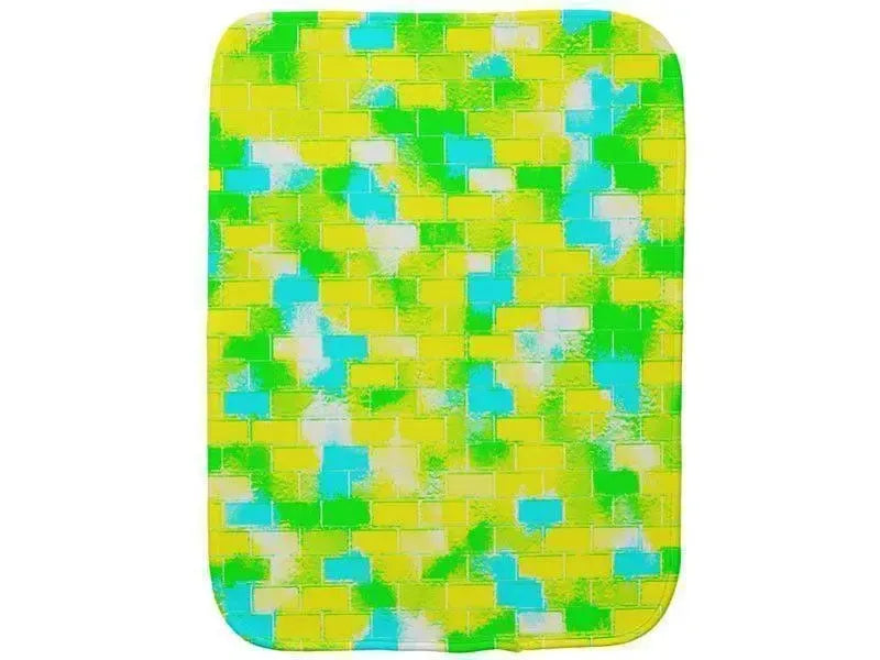 Burp Cloths-BRICK WALL SMUDGED Burp Cloths-Greens, Yellows & Light Blues-from COLORADDICTED.COM-