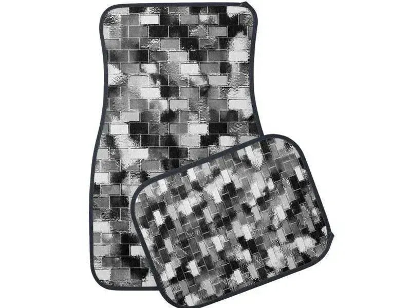 Car Mats-BRICK WALL SMUDGED Car Mats Sets-Black & Grays & White-from COLORADDICTED.COM-