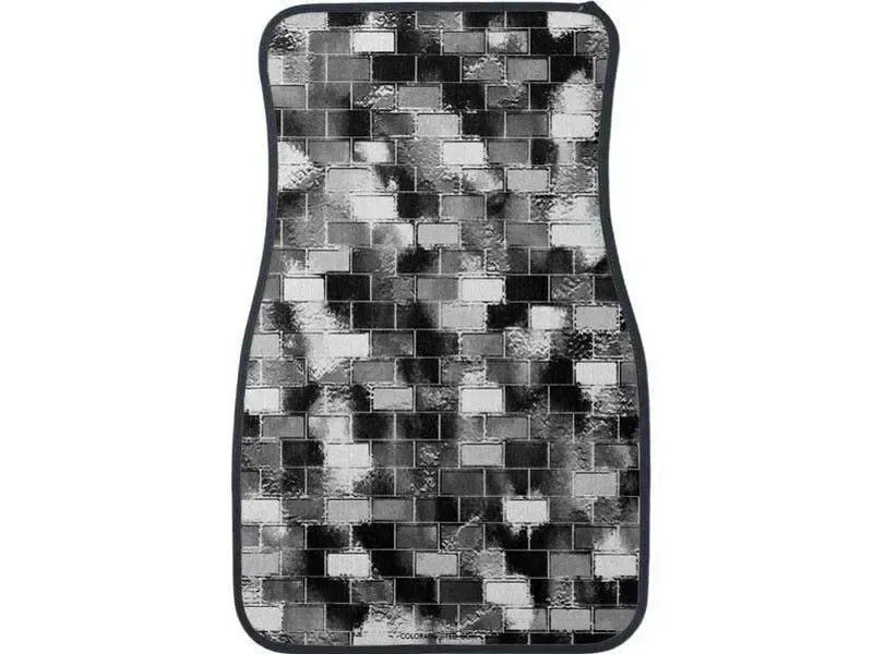 Car Mats-BRICK WALL SMUDGED Car Mats Sets-Black & Grays & White-from COLORADDICTED.COM-