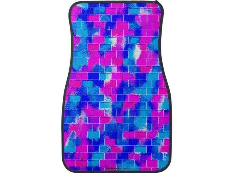 Car Mats-BRICK WALL SMUDGED Car Mats Sets-Blues &amp; Fuchsias-from COLORADDICTED.COM-