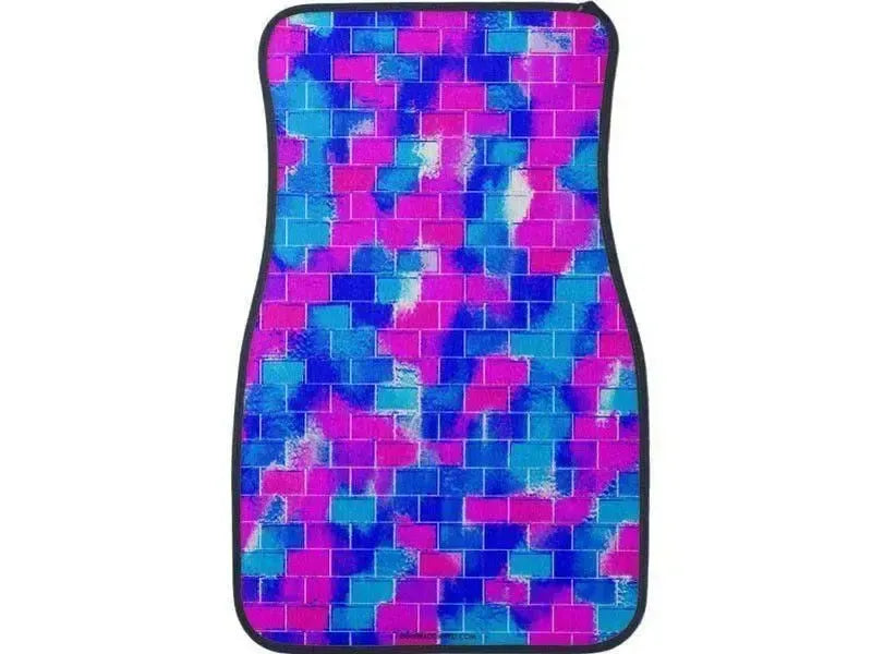 Car Mats-BRICK WALL SMUDGED Car Mats Sets-Blues & Fuchsias-from COLORADDICTED.COM-