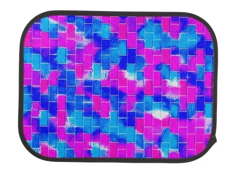 Car Mats-BRICK WALL SMUDGED Car Mats Sets-Blues & Fuchsias-from COLORADDICTED.COM-